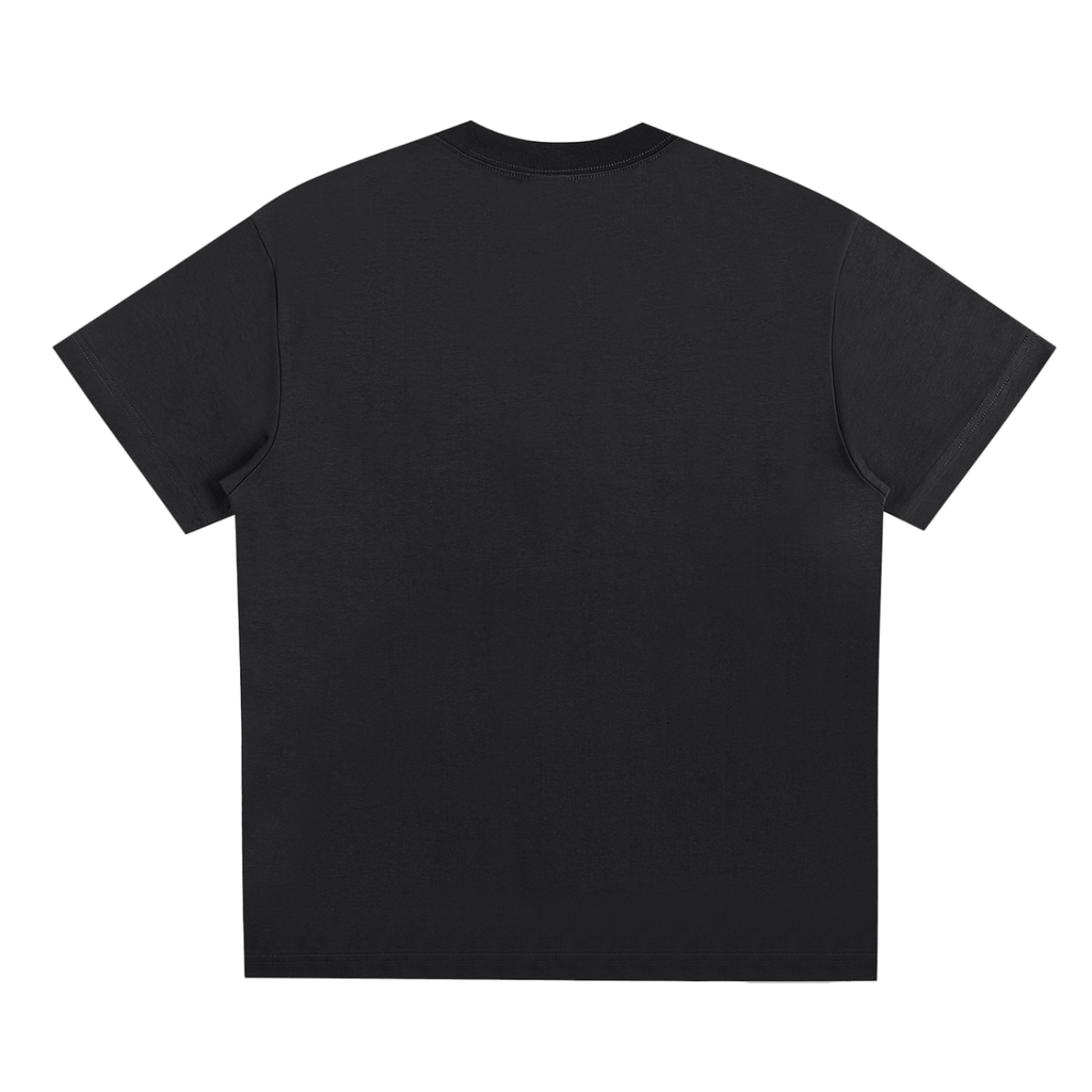 Black t-shirt on a white background